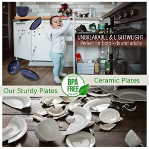 Plastic Dinnerware Sets for 8,Dhnvcud 32pcs Unbreakable,Lightweight & Reusable Dinnerware Set,Plates, Bowls, Cups,Service for 8,Microwave Dishwasher Safe Dishes Sets for Kitchen,Camping,RV