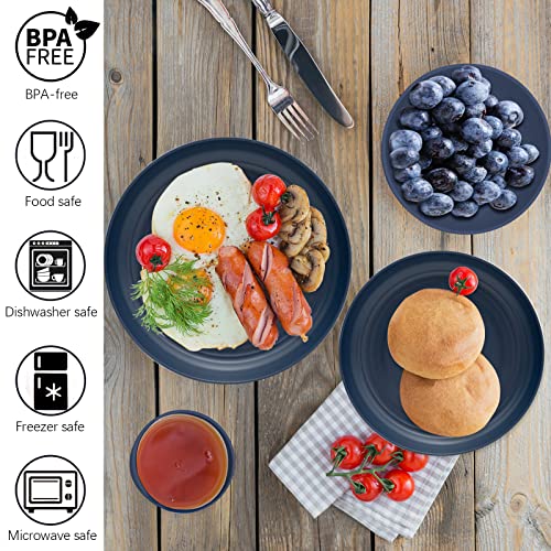 Plastic Dinnerware Sets for 8,Dhnvcud 32pcs Unbreakable,Lightweight & Reusable Dinnerware Set,Plates, Bowls, Cups,Service for 8,Microwave Dishwasher Safe Dishes Sets for Kitchen,Camping,RV