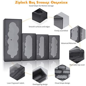 Liotww Ziplock Bag Organizer for Drawer, Storage Bag Organizer, Baggie Organizer, Sandwich Bag Organizer, Ziploc Bag Organizer for Gallon Quart Snap (4 Pack, Grey)