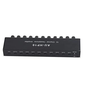 10 Channel Headphone Amplifier Headphone Splitter 1 Input 10 Output Stereo Audio Splitter Independent Control DC 12V for Studios, Stages