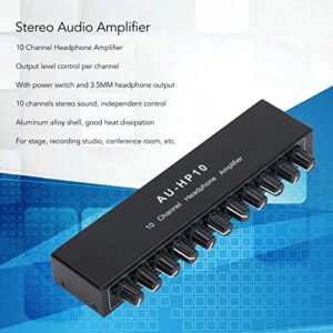 10 Channel Headphone Amplifier Headphone Splitter 1 Input 10 Output Stereo Audio Splitter Independent Control DC 12V for Studios, Stages