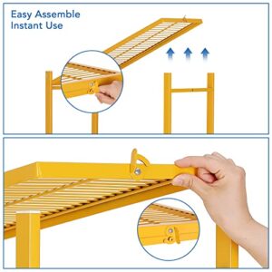 ShanSon Storage Shelves with Wheels 5 Tier Heavy Duty Foldable Metal Rack Storage Shelving Units for Garage Kitchen，Yellow