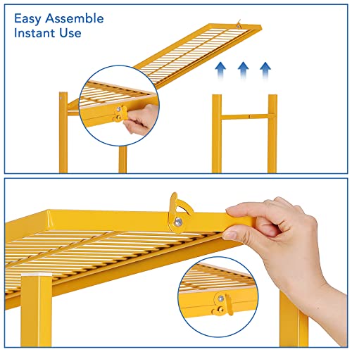 ShanSon Storage Shelves with Wheels 5 Tier Heavy Duty Foldable Metal Rack Storage Shelving Units for Garage Kitchen，Yellow