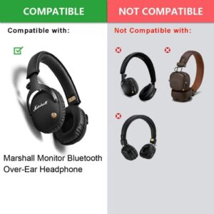 Monitor Ear Pads, 1Pair Replacement Earpads Ear Pads Muffs Repair Parts for Marshall Monitor I 1 1st Gen Wireless Bluetooth Wired Over-Ear On-Ear Headphones Headsets（Not Fit Monitor II）