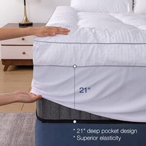 Full Mattress Topper, Extra Thick Bed Topper 3 Inch Mattress Pad Cover, Soft Plush Pillow Top Mattress Topper for Back Pain, Down Alternative Mattress Pillow Topper with 8-21" Deep Pocket, 3D Bubble