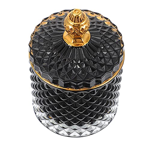 Homoyoyo Jewelry Box Crystal Diamond Faceted Jar with Lid Glass Apothecary Jars Holder Home Decorative Storage Container Bathroom Canisters Vanity Organizer for Decoration Wedding Candy Storage Box