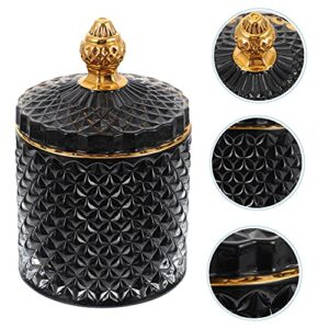 Homoyoyo Jewelry Box Crystal Diamond Faceted Jar with Lid Glass Apothecary Jars Holder Home Decorative Storage Container Bathroom Canisters Vanity Organizer for Decoration Wedding Candy Storage Box