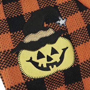 Orange Black Plaid Pet Halloween Holiday Clothes Pumpkin Dog Sweater for Small Dogs, Small (S) Size