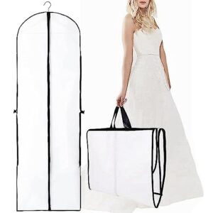 wsnijfu dress garment bag with zip 1pc foldable waterproof dustproof wedding evening dress covers protector bag for wardrobe storage and travel (24x71 inch)