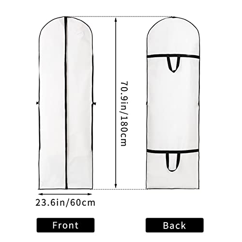 WSNIJFU Dress Garment Bag with Zip 1PC Foldable Waterproof Dustproof Wedding Evening Dress Covers Protector Bag for Wardrobe Storage and Travel (24x71 inch)