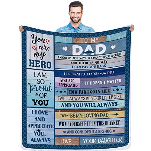 Dad Gifts-Dad Gifts from Daughter Fuzzy Soft Warm Sherpa Throw Blanket for Dad-Father Day Christmas Birthday Gifts for Dad from Daughter Premium Flannel Blanket 50”x60” for Couch Bed Living Room