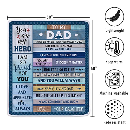 Dad Gifts-Dad Gifts from Daughter Fuzzy Soft Warm Sherpa Throw Blanket for Dad-Father Day Christmas Birthday Gifts for Dad from Daughter Premium Flannel Blanket 50”x60” for Couch Bed Living Room