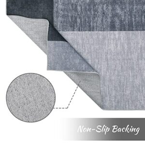 RUGSREAL Modern Geometric Area Rug Machine Washable Non-Slip Large Carpet Contemporary Area Rug for Living Room Bedroom Kids Room, 8' x 10' Grey