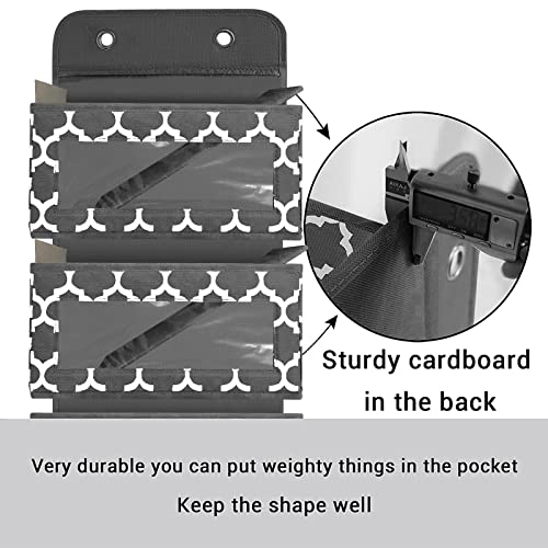 VERONLY Over the Door Hanging Organizer - Coset Door Pantry Storage with 5 Pockets, Sturdy Back of Door Organizer with 2 Metal Hooks and pvc window for Nursery, Bathroom, Bedroom, Kitchen, Dorm, RV