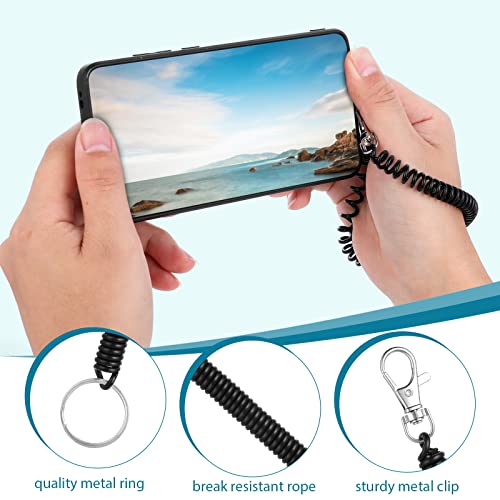 cobee Retractable Phone Lanyard with Patch for Drop Protection, 4 Packs Universal Stretchy Straps Tether with 4 Packs Black Phone Patches, Anti-Drop Cellphone Wrist Straps for Most Smartphones