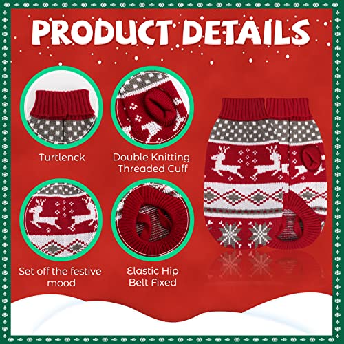 BWOGUE 2 Packs Cat Christmas Sweater Christmas Dog Sweaters Pet Cat Winter Knitwear Warm Clothes Pet Reindeer Snowflake Merry Christmas Pet Sweaters for Kittys and Small Dogs