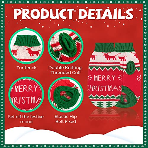 BWOGUE 2 Packs Cat Christmas Sweater Christmas Dog Sweaters Pet Cat Winter Knitwear Warm Clothes Pet Reindeer Snowflake Merry Christmas Pet Sweaters for Kittys and Small Dogs