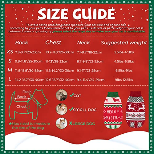 BWOGUE 2 Packs Cat Christmas Sweater Christmas Dog Sweaters Pet Cat Winter Knitwear Warm Clothes Pet Reindeer Snowflake Merry Christmas Pet Sweaters for Kittys and Small Dogs