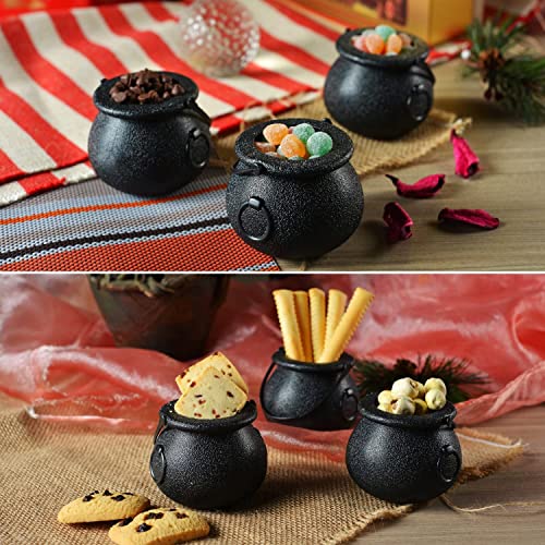 zhinan 12 Pcs Mini Black Witch Cauldron Halloween Mini Plastic Candy Buckets For Halloween Trick or Treat Party Favors Harry Potter Mini Black Witch Cauldron