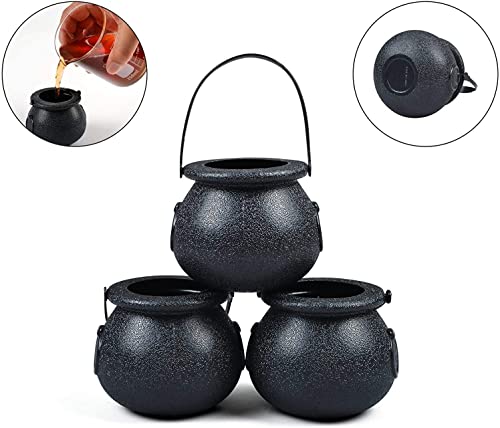 zhinan 12 Pcs Mini Black Witch Cauldron Halloween Mini Plastic Candy Buckets For Halloween Trick or Treat Party Favors Harry Potter Mini Black Witch Cauldron