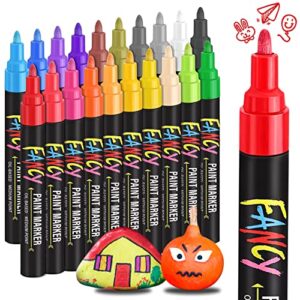 20 colors acrylic paint marker set acrylic paint pens, quick dry paint markers set for metal rock painting canvas wood glass plastic fabric diy art craft painting supplies