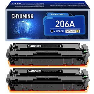 chyumink (with chip) replacement for hp 206a w2110a 206x w2110x compatible toner cartridge for hp laserjet pro mfp m283fdw m255dw m283cdw m283 m255 black printer ink (2-pack, black)