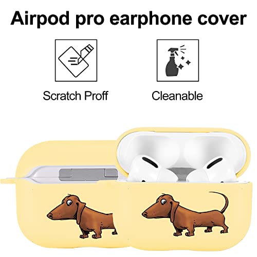 JOYLAND Cute Dachshund Case Compatible with Airpods Pro Yellow Soft TPU, Supports Wireless Charging Shockproof Protective Cover for Airpods Pro