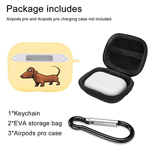 JOYLAND Cute Dachshund Case Compatible with Airpods Pro Yellow Soft TPU, Supports Wireless Charging Shockproof Protective Cover for Airpods Pro