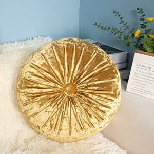wadser decorative throw pillow velvet round chair cushion handmade sofa couch back cushion nap pillow gold 14.5"
