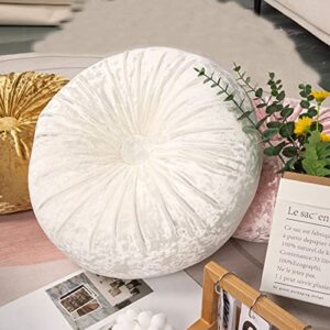 Wadser Decorative Throw Pillow Velvet Round Chair Cushion Handmade Sofa Couch Back Cushion Nap Pillow Gold 14.5"