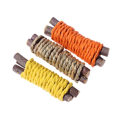 Winwinfly 3pc Organic Apple Sticks Wood Tree Branches Pet Snacks Chew Toys Branch for Guinea Pigs Chinchilla Squirrel Rabbits Hamster Small Animals