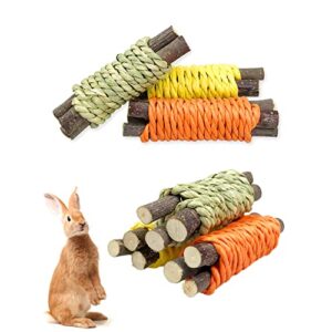 Winwinfly 3pc Organic Apple Sticks Wood Tree Branches Pet Snacks Chew Toys Branch for Guinea Pigs Chinchilla Squirrel Rabbits Hamster Small Animals