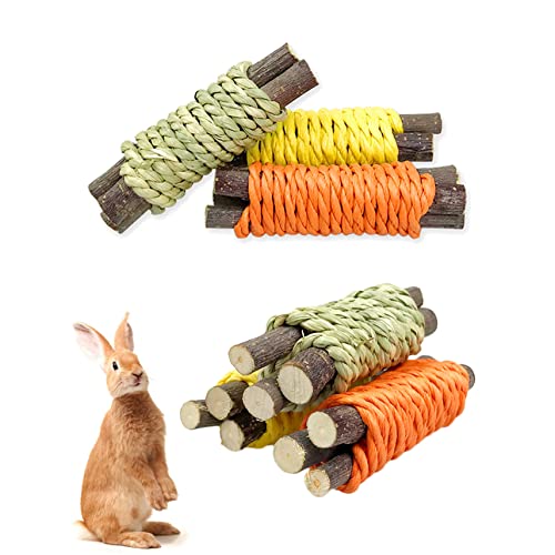 Winwinfly 3pc Organic Apple Sticks Wood Tree Branches Pet Snacks Chew Toys Branch for Guinea Pigs Chinchilla Squirrel Rabbits Hamster Small Animals