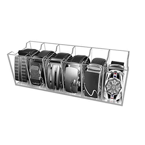 Belt Organizer, Acrylic Belt Case Storage Holder and DisplayBelt Organizer, Acrylic Belt Case Storage Holder and Display, 6 Compartments Display Case for The Closet