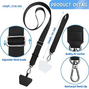 GAKI Store Phone Lanyard - 4 pads (transparent n black), Adjustable Neck and Wrist Strap, Phone Lanyards For Around The Neck - Cell Phone Lanyard for Anyone - Compatible with All Smartphone (Black #2)