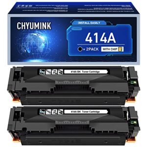 chyumink (with chip) replacement for hp 414a w2020a 414x compatible high yield toner cartridge for hp color pro mfp m479fdw m479fdn m454dn m454dw printers (2-pack, black)