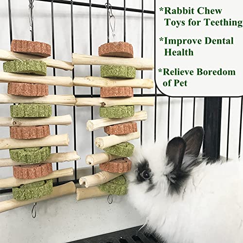 2PCS Rabbit Toys - Bunny Chew Toys for Teeth Grinding, Improve Dental Health, Natural Sweet Bamboo Timothy Grass Cake Treats for Rabbit Guinea Pig Chinchilla Hamster Small Animal Rodents (2 Pcs)