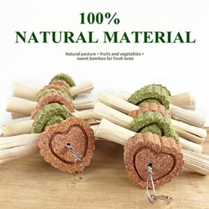 2PCS Rabbit Toys - Bunny Chew Toys for Teeth Grinding, Improve Dental Health, Natural Sweet Bamboo Timothy Grass Cake Treats for Rabbit Guinea Pig Chinchilla Hamster Small Animal Rodents (2 Pcs)