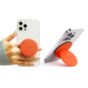 moft universally compatible magnetic phone grip stand, 360° rotation adjustable angles, pocket-friendly for andriod, iphone and all smartphones,orange