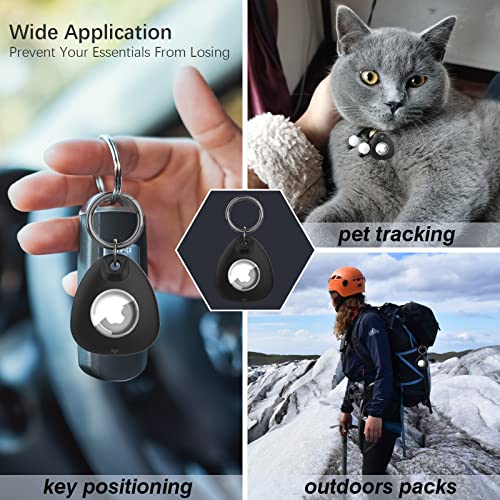 2Pack Airtags Holder - Waterproof Airtag Case with Key Ring,Light Anti-Scratch,Soft Full 360°Body Shockproof Air Tag case Holder -Apple Airtag Tracker Finder for Luggage,Keys, Dog Cat Collar-Black