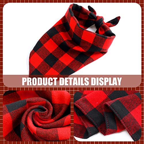 3 Pcs Set Christmas Dog Bandanas and Matching Scarf Scrunchie Set Plaid Dog Bandanas Bibs Pet Owner Plaid Blanket Scarves Wraps Girl Hair Bow for Pet Mom Small Medium Large Dogs Birthday Gifts (Red)