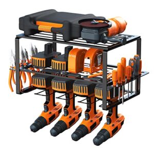 musskey power tool organizer, drill holder wall mount - garage tool organizers and storage,3 layer heavy duty metal tool shelf, utility storage rack for cordless drill, perfect for father's gift