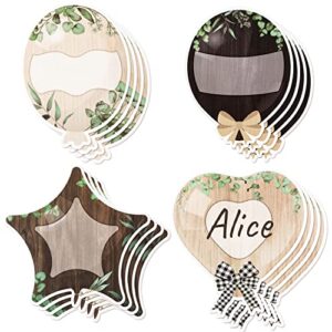 arowlwesh 48pcs farmhouse air balloon name tags cutouts paper rustic farm name plates wood classic bulletin board label for student teacher school classroom playroom nursery desk locker decoration