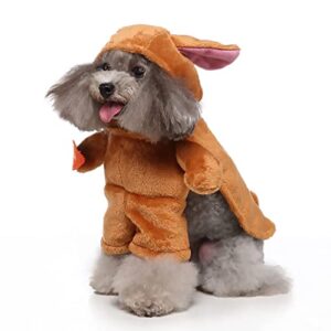 Alidamo Dog Costume Halloween Shirt for Pet Cat Puppy Christmas Turkey Clothes Outfits Brown Rabbit Small