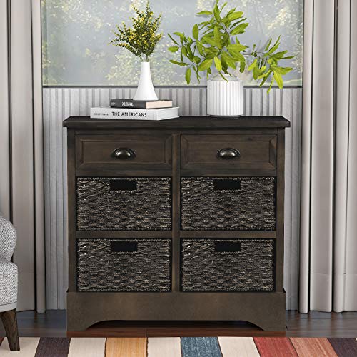 Merax Brown Morden Farmhouse Wood Storage Cabinet With Four Classic