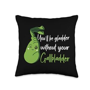 funny get well gallbladder recovery gifts gladder without gallbladder surgery removal recovery throw pillow, 16x16, multicolor
