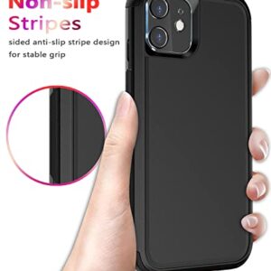 Diverbox for iPhone 12 case [Shockproof] [Dropproof] [Tempered Glass Screen Protector],Heavy Duty Protection Phone Case Cover for Apple iPhone 12 (12-Black-3in1)