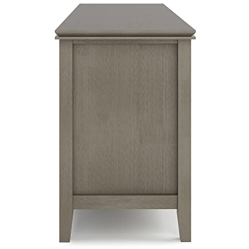 SIMPLIHOME Artisan Solid Wood 72 inch Wide Contemporary TV Media Stand in Farmhouse Grey for TVs up to 80 inches