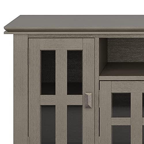 SIMPLIHOME Artisan Solid Wood 72 inch Wide Contemporary TV Media Stand in Farmhouse Grey for TVs up to 80 inches