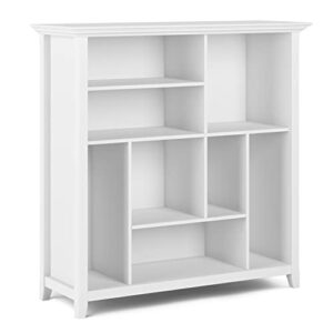 simplihome amherst solid wood 44 inch wide transitional multi cube bookcase and storage unit, rectangle in white